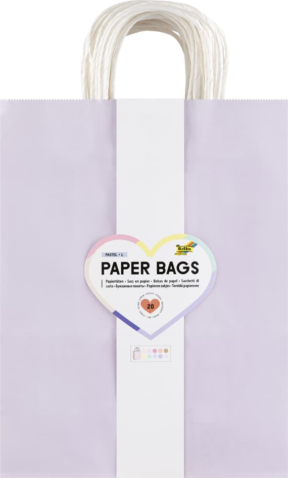 Folia Papier-Tragetaschen Pastell, Größe: L, Farbig Sortiert