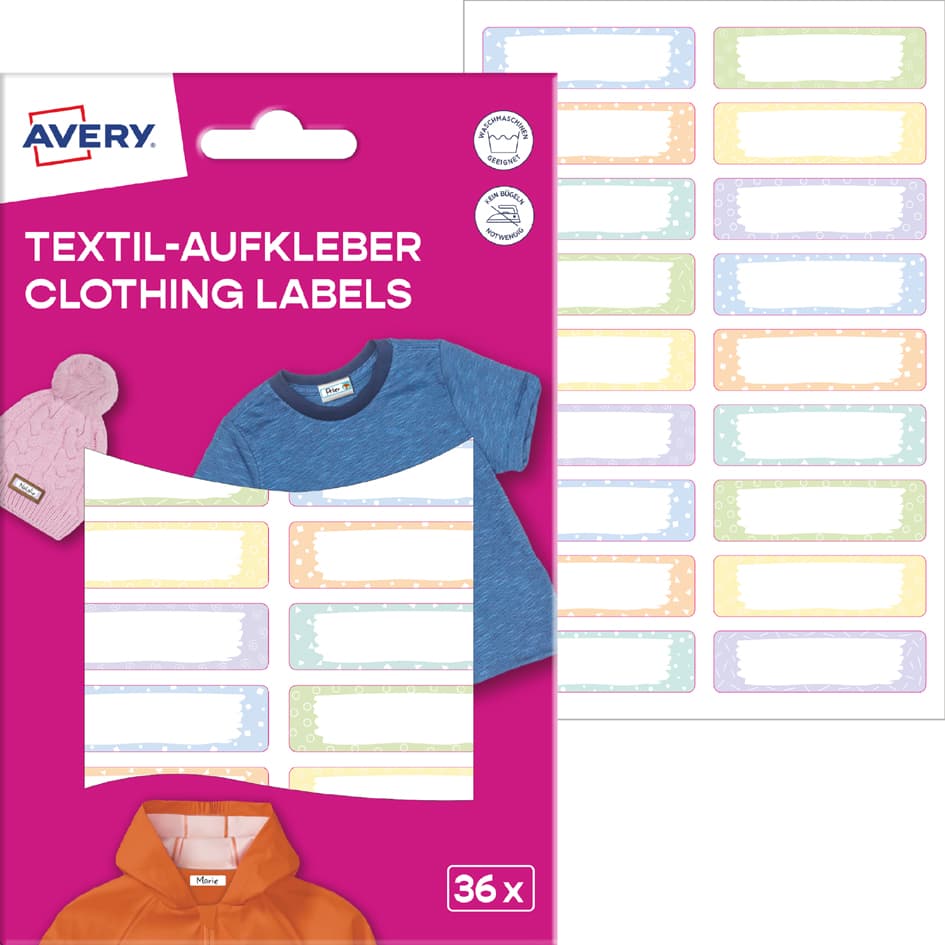 Avery Textil-Etiketten, 13 X 45 Mm, Muster
