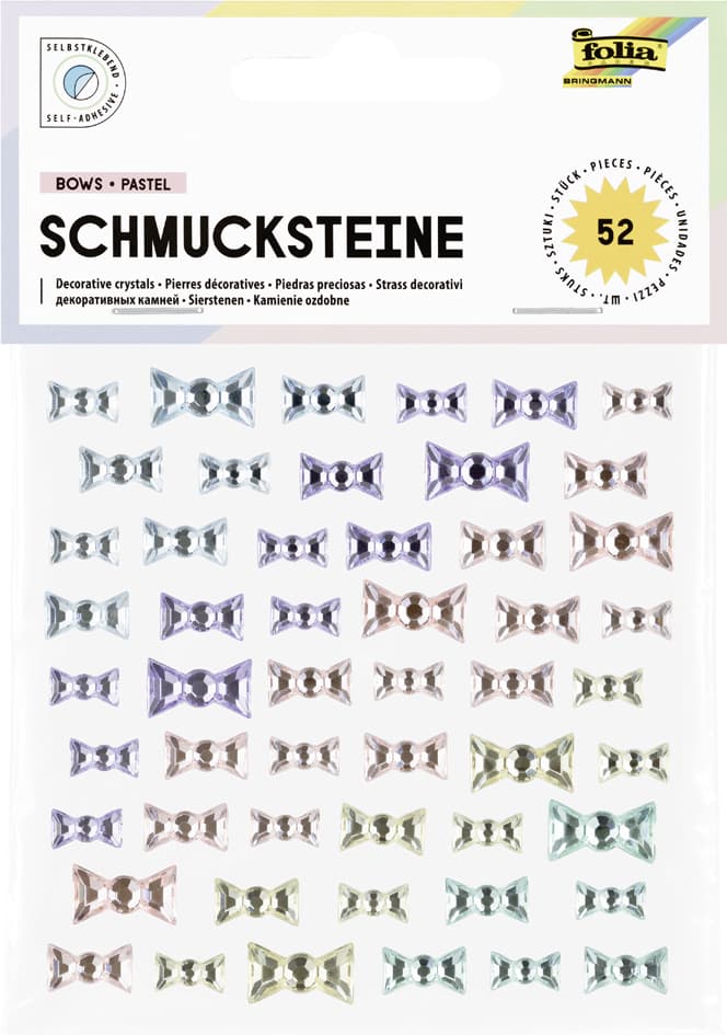 Folia Schmucksteine Bows Pastel, Selbstklebend