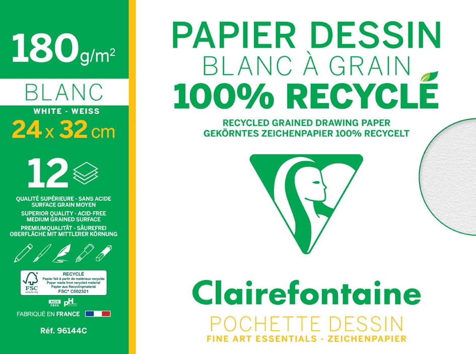 Clairefontaine Zeichenpapier Recycling , Blanc À Grain,