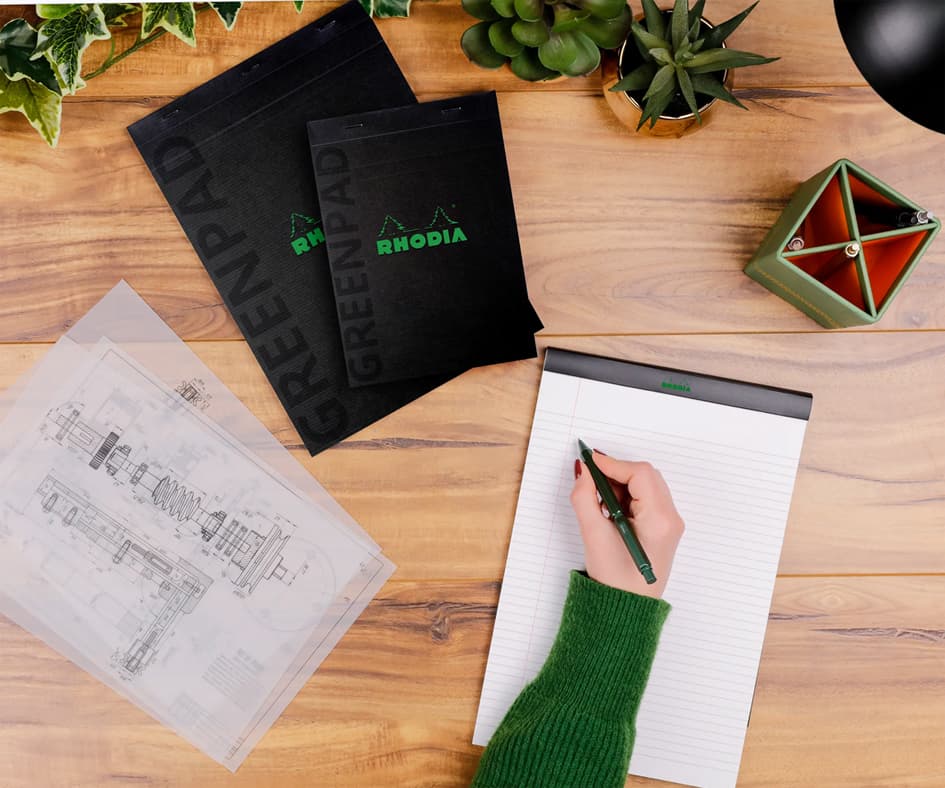 Rhodia Notizblock Greenpad, Din A4+, Liniert, Schwarz