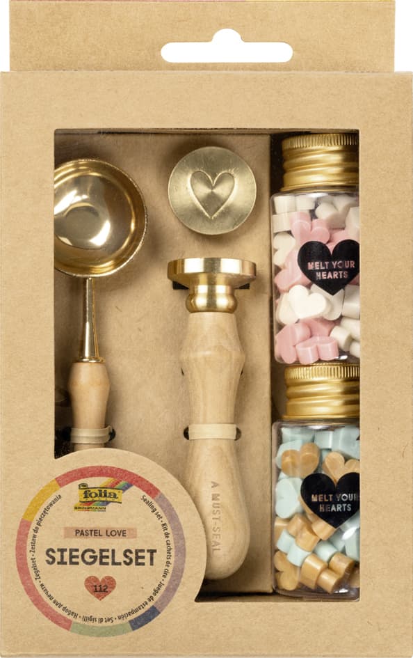 Folia Siegel-Set Pastel Love, Inkl. Holzgriff