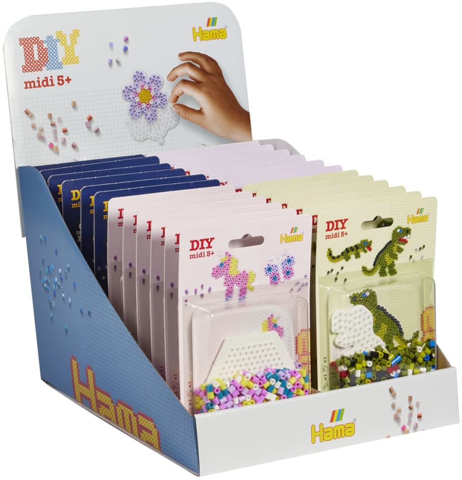 Hama Bügelperlen Midi, 4-Fach Sortiert, 24er Display