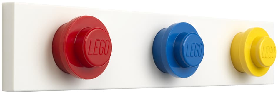 Lego Wandgarderobe Wall Hanger Rack, 3 Haken, Rot/Blau/Gelb