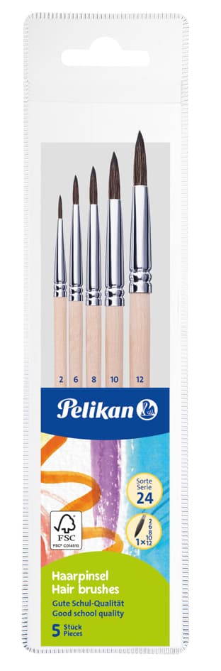 Pelikan Pinsel Starter-Set Haarpinsel, 5-Teilig