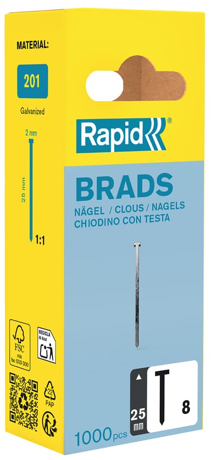 Rapid Nägel Typ 8, 25 Mm, Galvanisiert, Kleinpackung