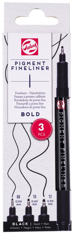 Royal Talens Pigment Fineliner Bold, Schwarz, 3er Set