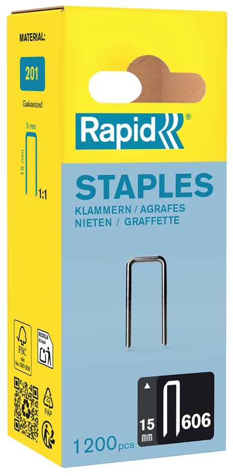 Rapid Schmalrückenklammern Typ 606, 15 Mm, Kleinpackung