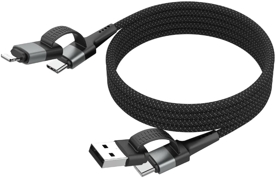 Ansmann Magnetisches 4in1 Daten- & Ladekabel, 1,2 M, Schwarz