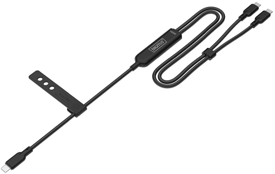 Digitus Usb-C 2in1 Ladekabel, 140 W, 1,8 M, Schwarz