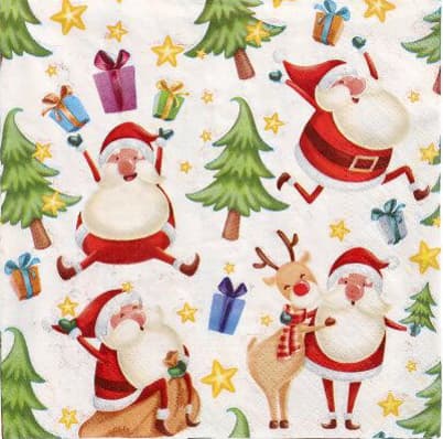 Papstar Weihnachts-Motivservietten , Happy Santa,