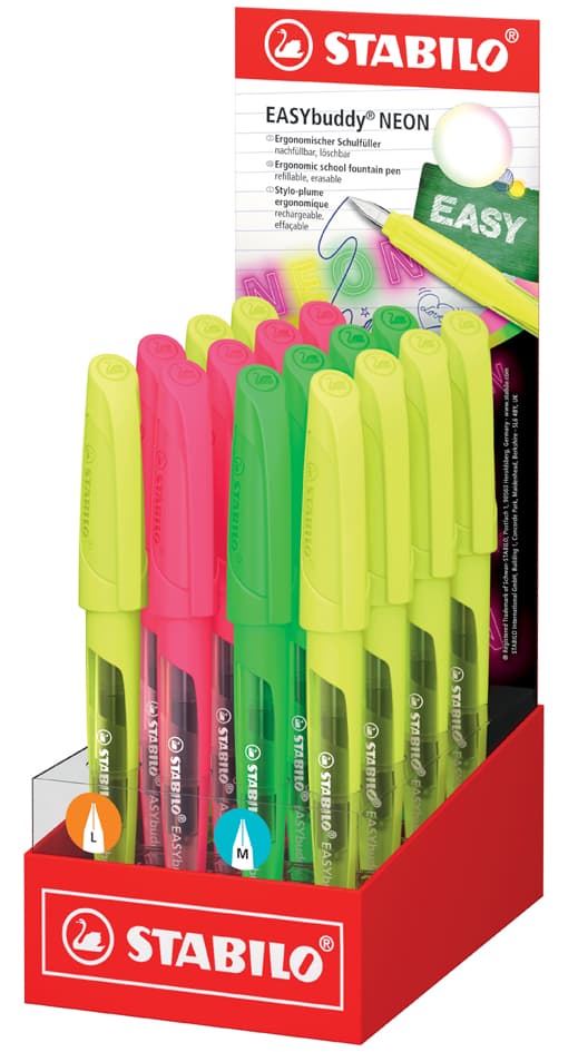 Stabilo Füllhalter Easybuddy Neon L/M, 16er Display