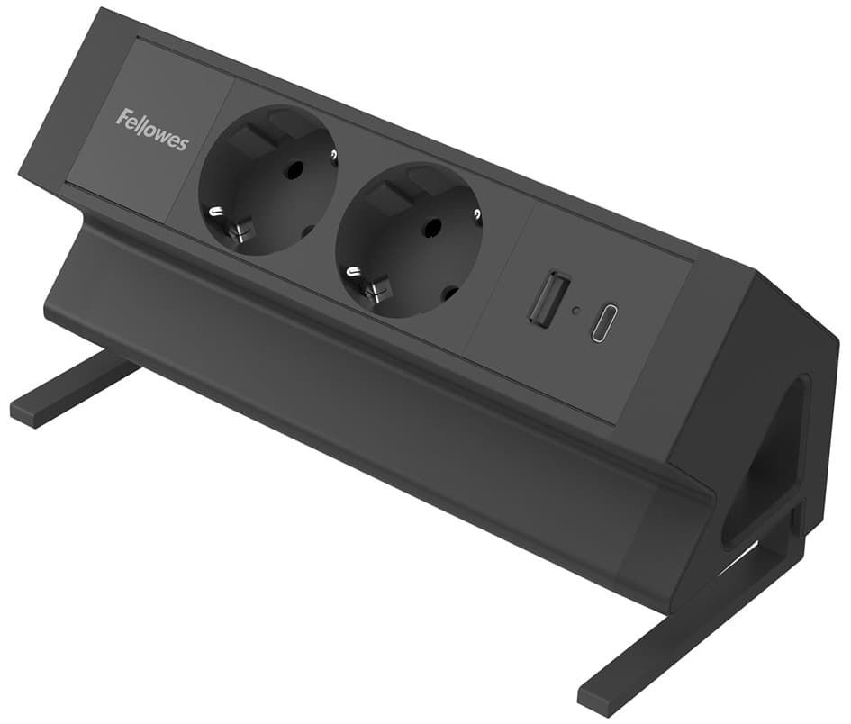 Fellowes Tisch-Steckdosenleiste Power Desk 2, Typ F, Schwarz