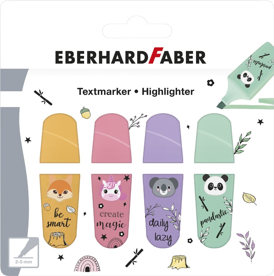 Eberhard Faber Textmarker Mini Animal, 4er Kartonetui
