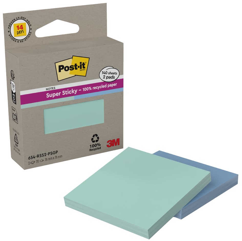 Post-It Haftnotizen Super Sticky Recycling Notes, Rosa/Gelb