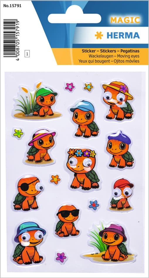 Herma Sticker Magic Schildkröten, Wackelaugen