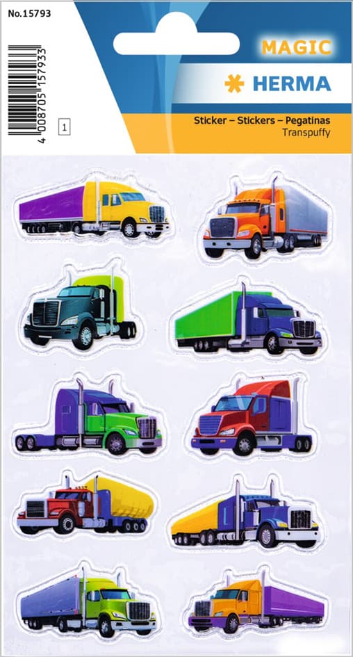 Herma Sticker Magic Coole Trucks, Transpuffy