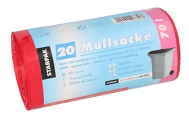Starpak Mülleimerbeutel Hdpe, 70 Liter, Rot