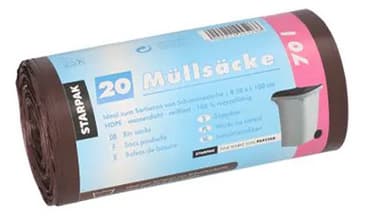 Starpak Mülleimerbeutel Hdpe, 70 Liter, Braun