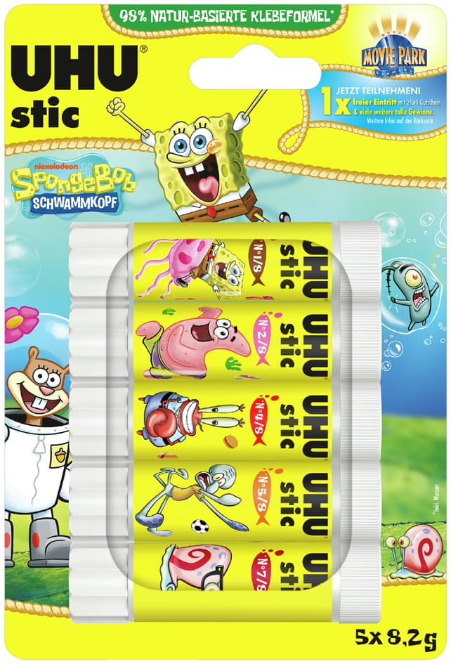 Uhu Klebestift Stic Spongebob, 5 X 8,2 G, Blister