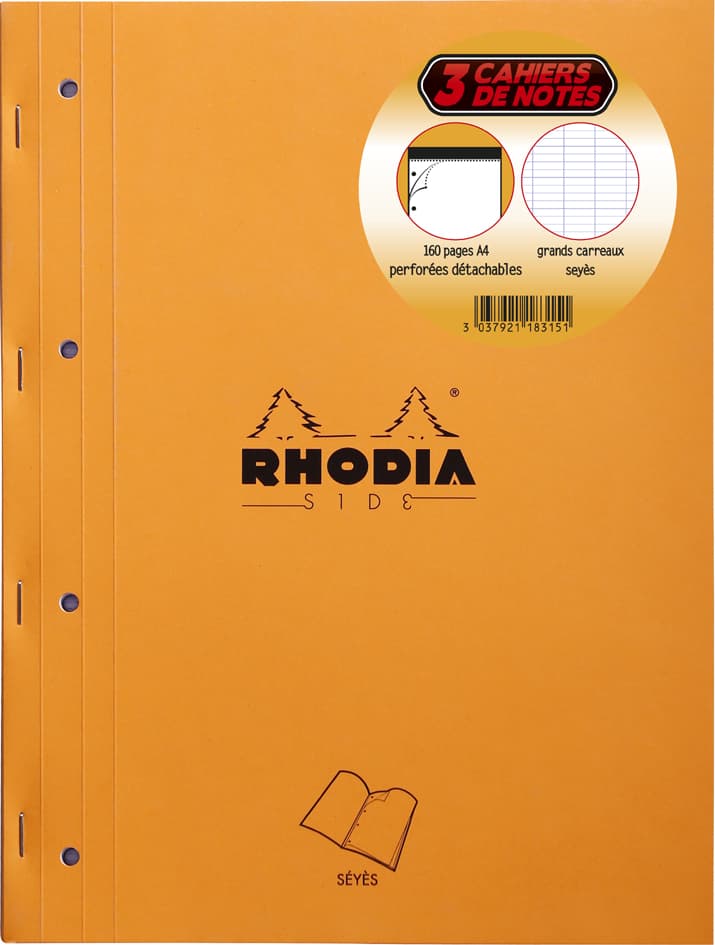Rhodia Arbeitsblock, Din A4, Franz. Lineatur, 3er Pack