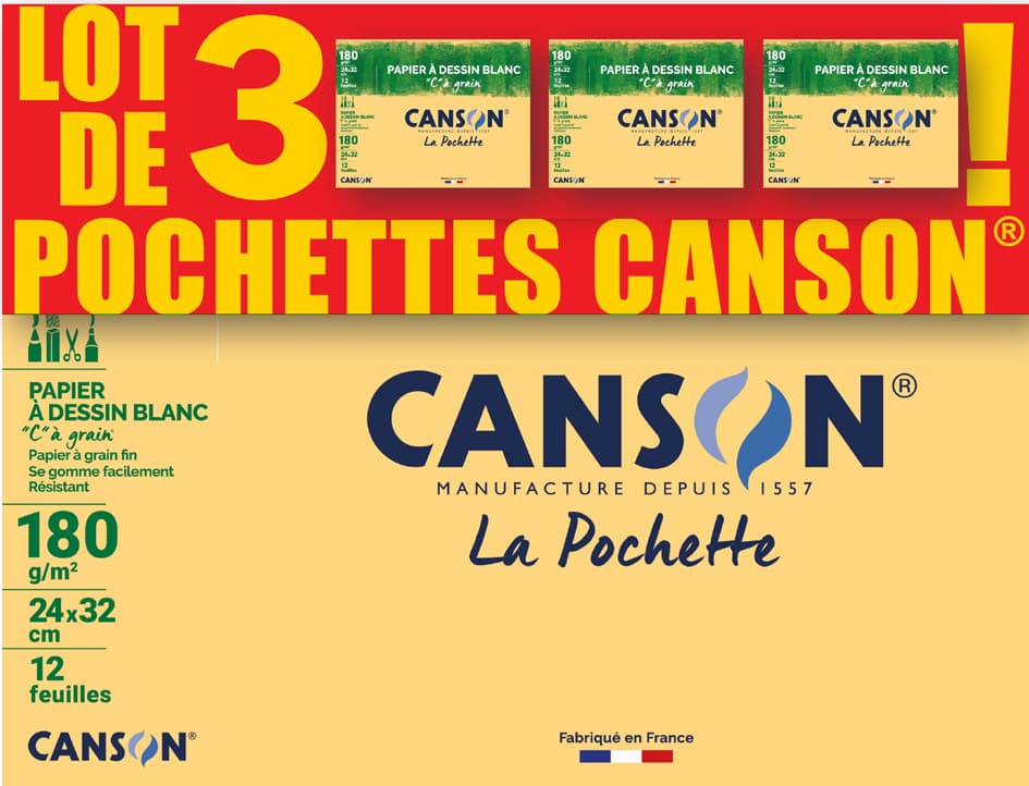 Canson Zeichenpapier , C, À Grain, 240 X 320 Mm, 3er Set