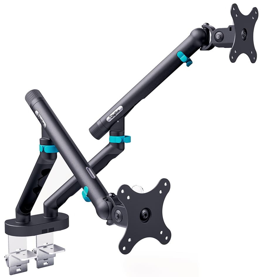 Digitus Doppel Design-Monitorarm, Mit Klemme, Schwarz