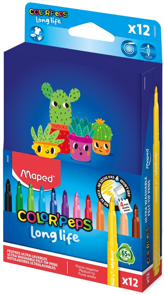 Maped Fasermaler Color, Peps Long Life 2, 12er Kartonetui