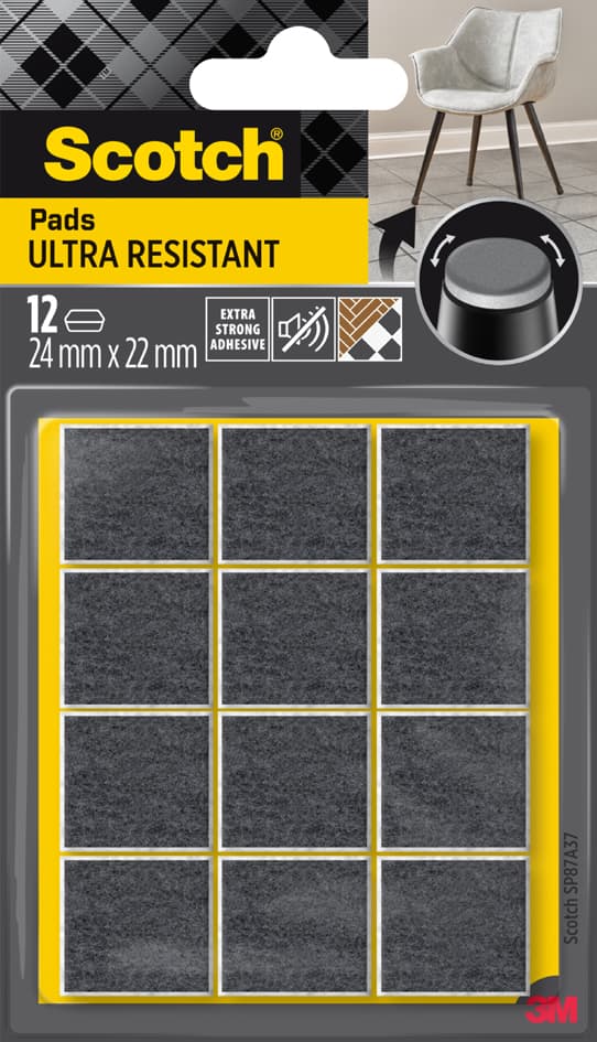Scotch Extrembeständige Filzgleiter, 24 X 22 Mm, Grau