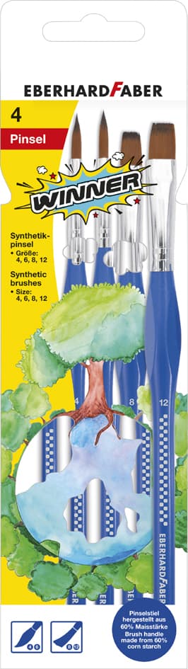 Eberhard Faber Synthetikhaarpinsel-Set Winner, 4-Teilig