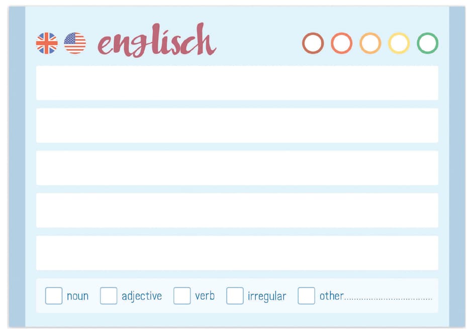 Häfft Vokabel-Karten , Englisch, , Din A8, 74 X 52 Mm, 200 St.