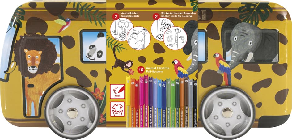 Eberhard Faber Fasermaler-Set Animal Colori,Metallbus Safari