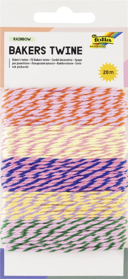 Folia Dekoschnur/Bäckerkordel , Bakers Twine Rainbow, , 20 M