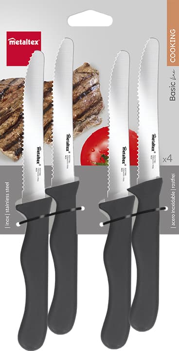 Metaltex Brotzeitmesser Basic, Schwarz, 4er Set