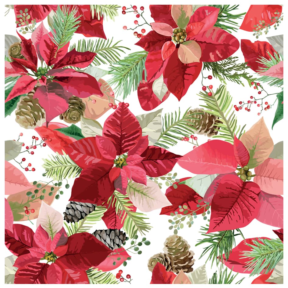 Papstar Weihnachts-Motivservietten , Winter Poinsettia,