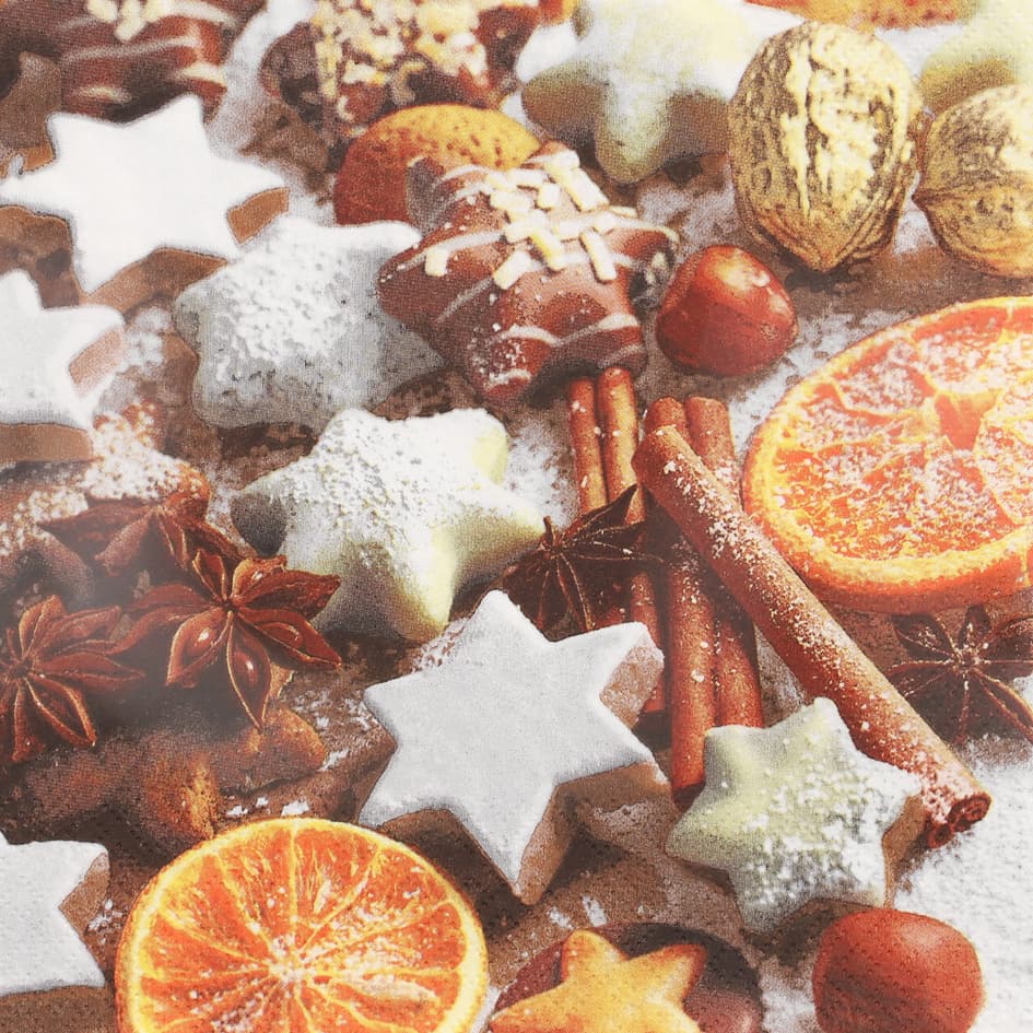 Papstar Weihnachts-Motivservietten , Cinnamon Stars,