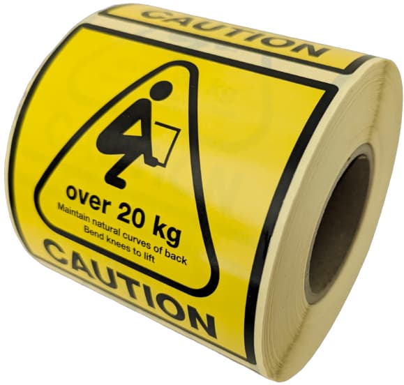 Rillprint Hinweisetiketten , Caution Over 20 Kg,