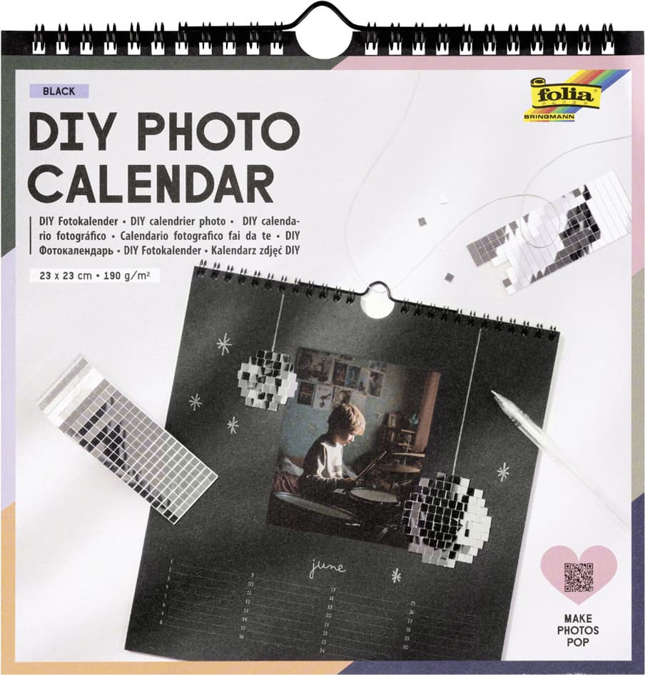 Folia Kreativ-Wandkalender, 230 X 230 Mm, Schwarz