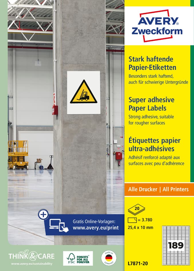 Avery Zweckform Stark Haftende Papier-Etiketten, 35,6x16,9mm
