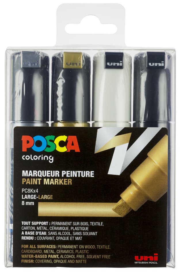 Posca Pigmentmarker Pc-8k, 4er Etui