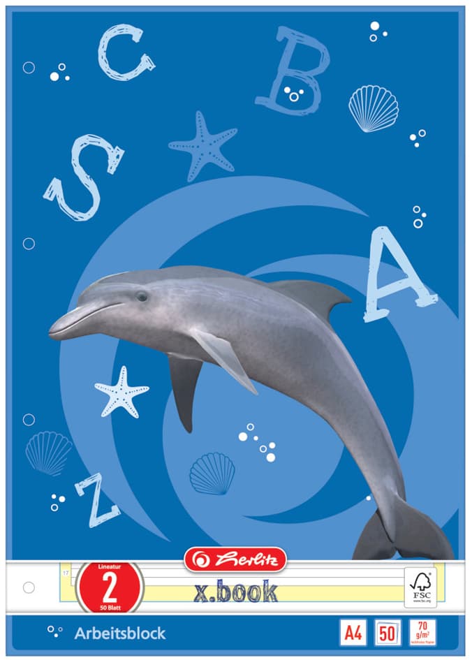 Herlitz Arbeitsblock X.Book, Din A4, Lineatur 2