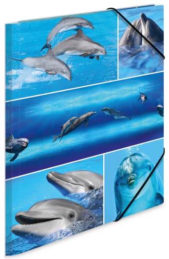 Herma Eckspannermappe , Delfine, , Aus Karton, Din A4