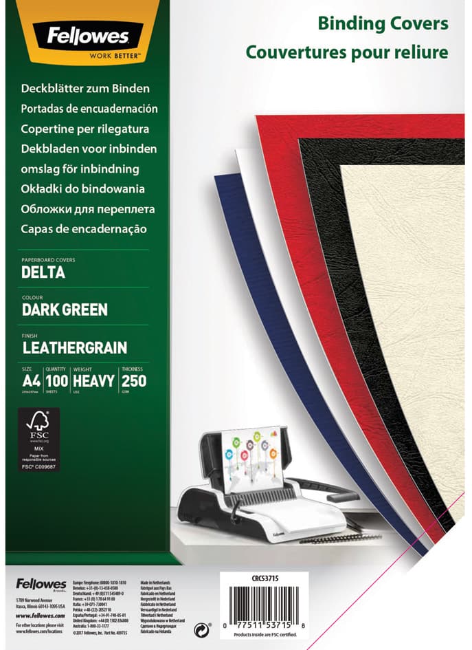 Fellowes Deckblatt Delta, Lederstruktur, Din A4, Elfenbein