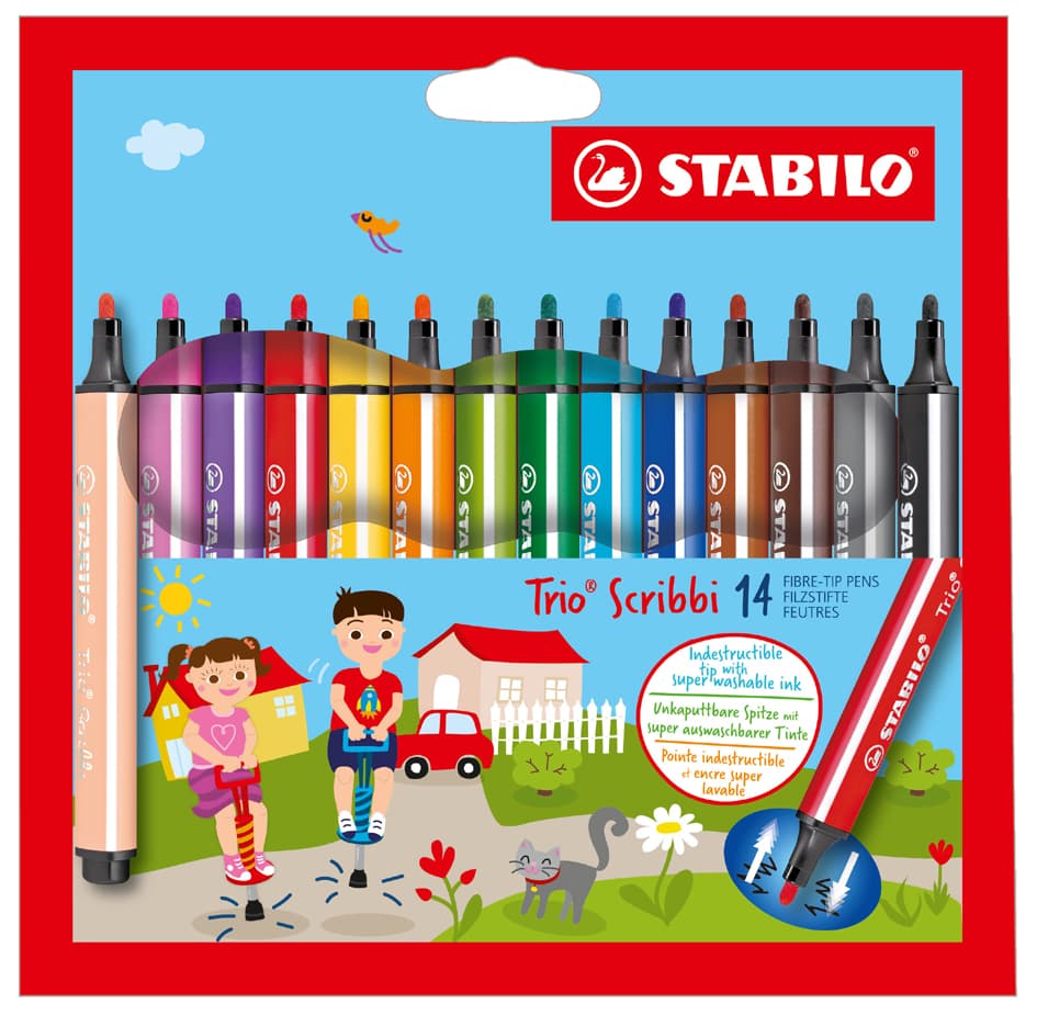 Stabilo Fasermaler Trio Scribbi, 14er Kartonetui