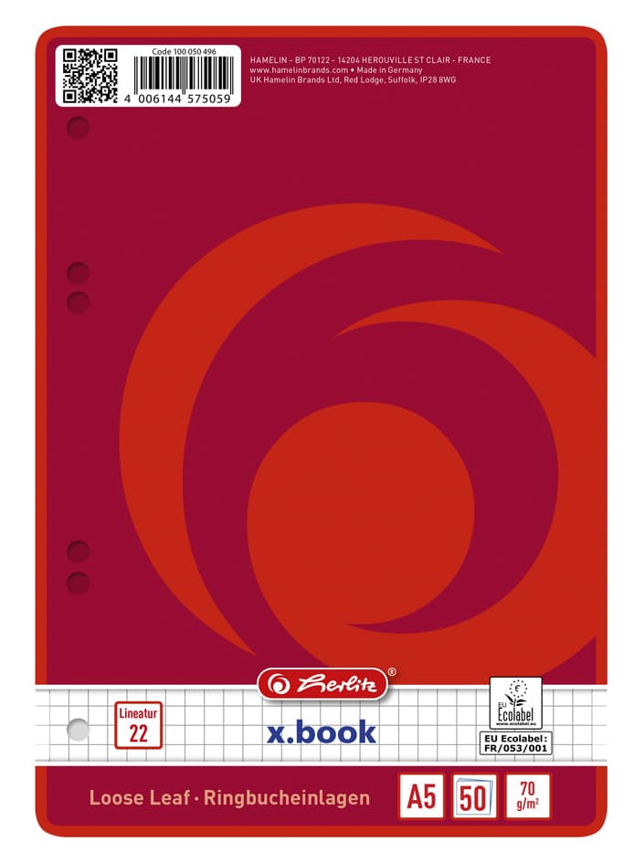 Herlitz Ringbucheinlagen X.Book, Din A5, Kariert