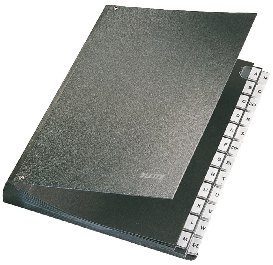 Leitz Pultordner, A4, A-Z, 24 Fächer, Hartpappe, Schwarz