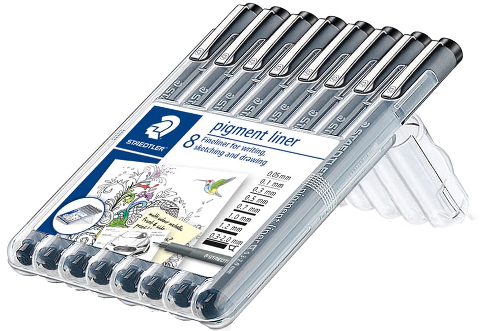 Staedtler Pigmentliner, Schwarz, 8er Etui