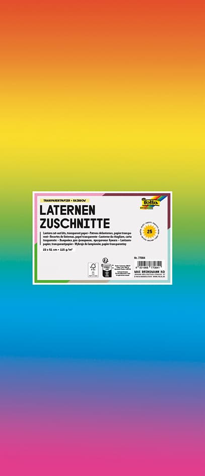 Folia Regenbogen-Transparentpapierzuschnitte, 220 X 510 Mm