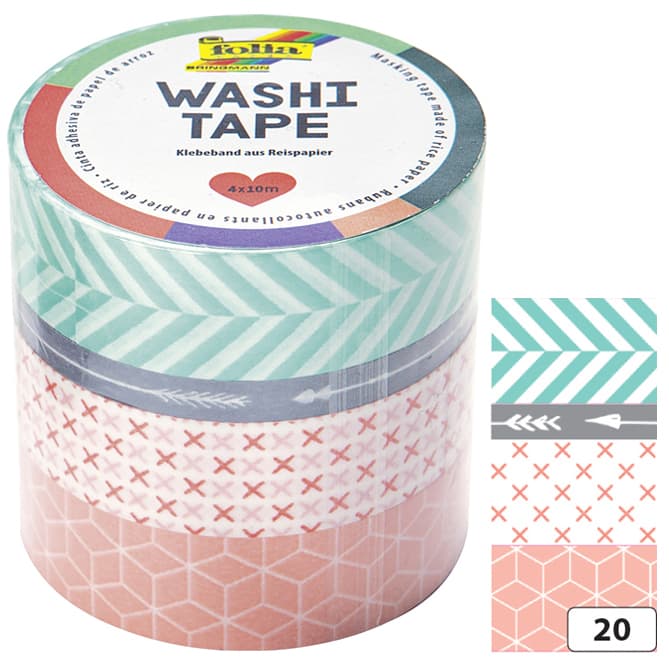 Folia Deko-Klebeband Washi-Tape Geometrisch, 4er Set