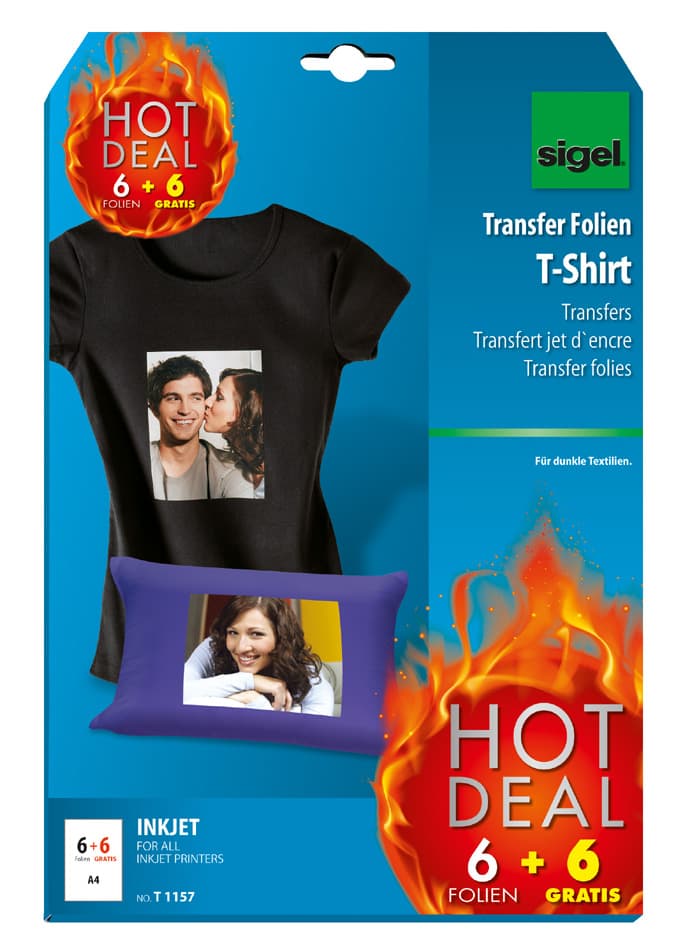 Sigel T-Shirt Inkjet-Transfer-Folien , Hot Deal, Aktion,250my